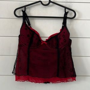 Native Intimates 36B Black/Red Bustier Corset Underwire